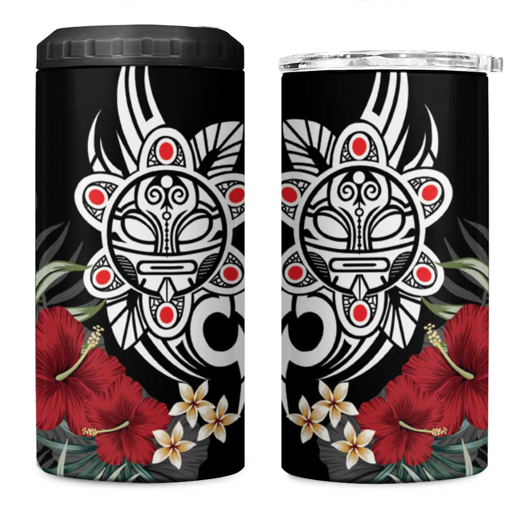 Taino Sun Tribal 4 in 1 Can Cooler Tumbler Tropical Hibiscus - Wonder Print Shop