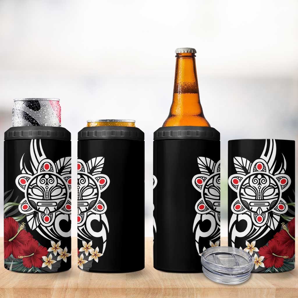 Taino Sun Tribal 4 in 1 Can Cooler Tumbler Tropical Hibiscus - Wonder Print Shop