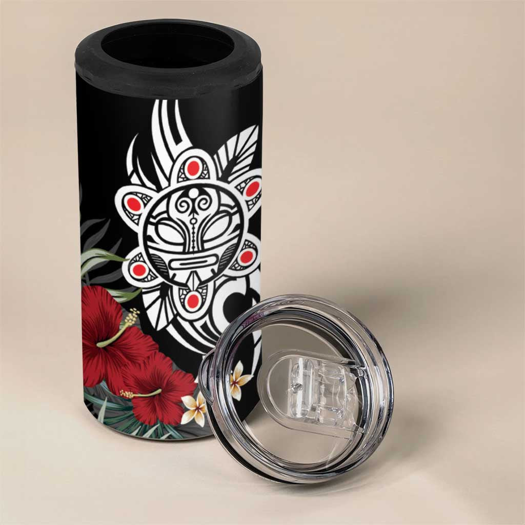 Taino Sun Tribal 4 in 1 Can Cooler Tumbler Tropical Hibiscus - Wonder Print Shop