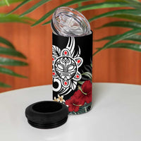Taino Sun Tribal 4 in 1 Can Cooler Tumbler Tropical Hibiscus - Wonder Print Shop