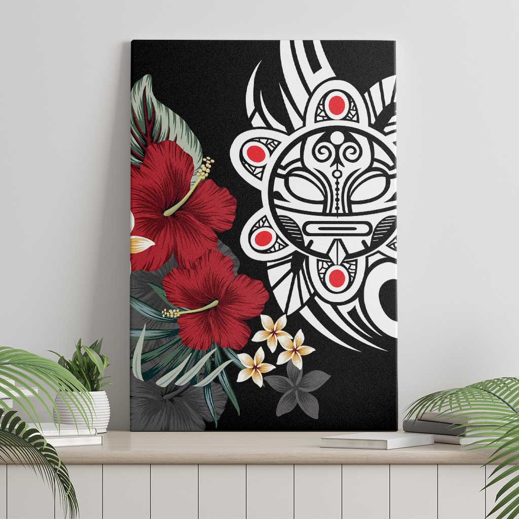Taino Sun Tribal Canvas Wall Art Tropical Hibiscus - Wonder Print Shop
