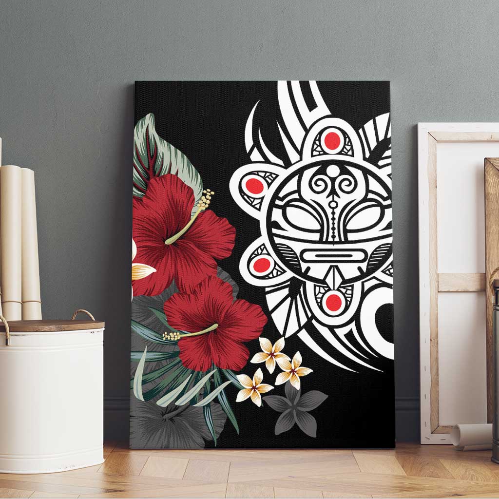 Taino Sun Tribal Canvas Wall Art Tropical Hibiscus - Wonder Print Shop