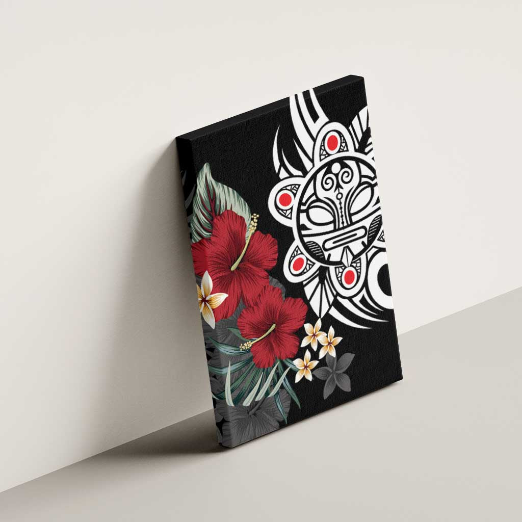 Taino Sun Tribal Canvas Wall Art Tropical Hibiscus - Wonder Print Shop