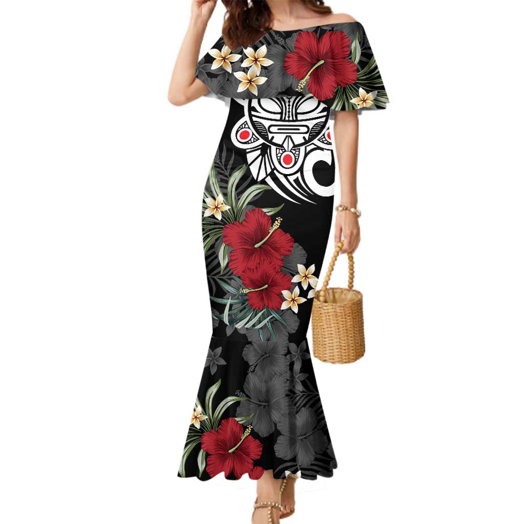 Taino Sun Tribal Family Matching Mermaid Dress and Hawaiian Shirt Tropical Hibiscus - Wonder Print Shop