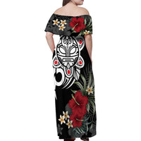 Taino Sun Tribal Family Matching Off Shoulder Maxi Dress and Hawaiian Shirt Tropical Hibiscus - Wonder Print Shop
