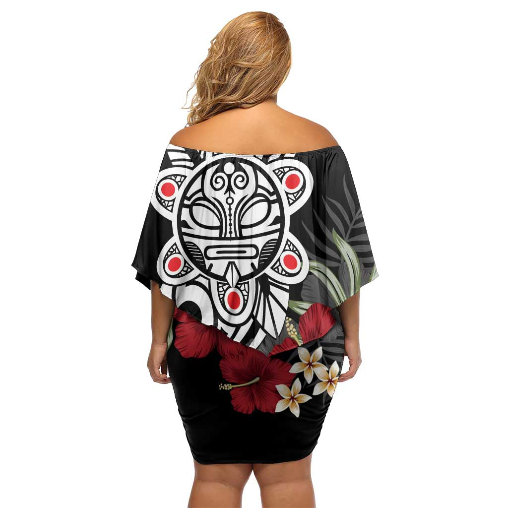Taino Sun Tribal Family Matching Off Shoulder Short Dress and Hawaiian Shirt Tropical Hibiscus - Wonder Print Shop