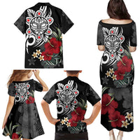 Taino Sun Tribal Family Matching Puletasi and Hawaiian Shirt Tropical Hibiscus - Wonder Print Shop