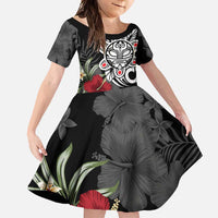 Taino Sun Tribal Family Matching Short Sleeve Bodycon Dress and Hawaiian Shirt Tropical Hibiscus - Wonder Print Shop
