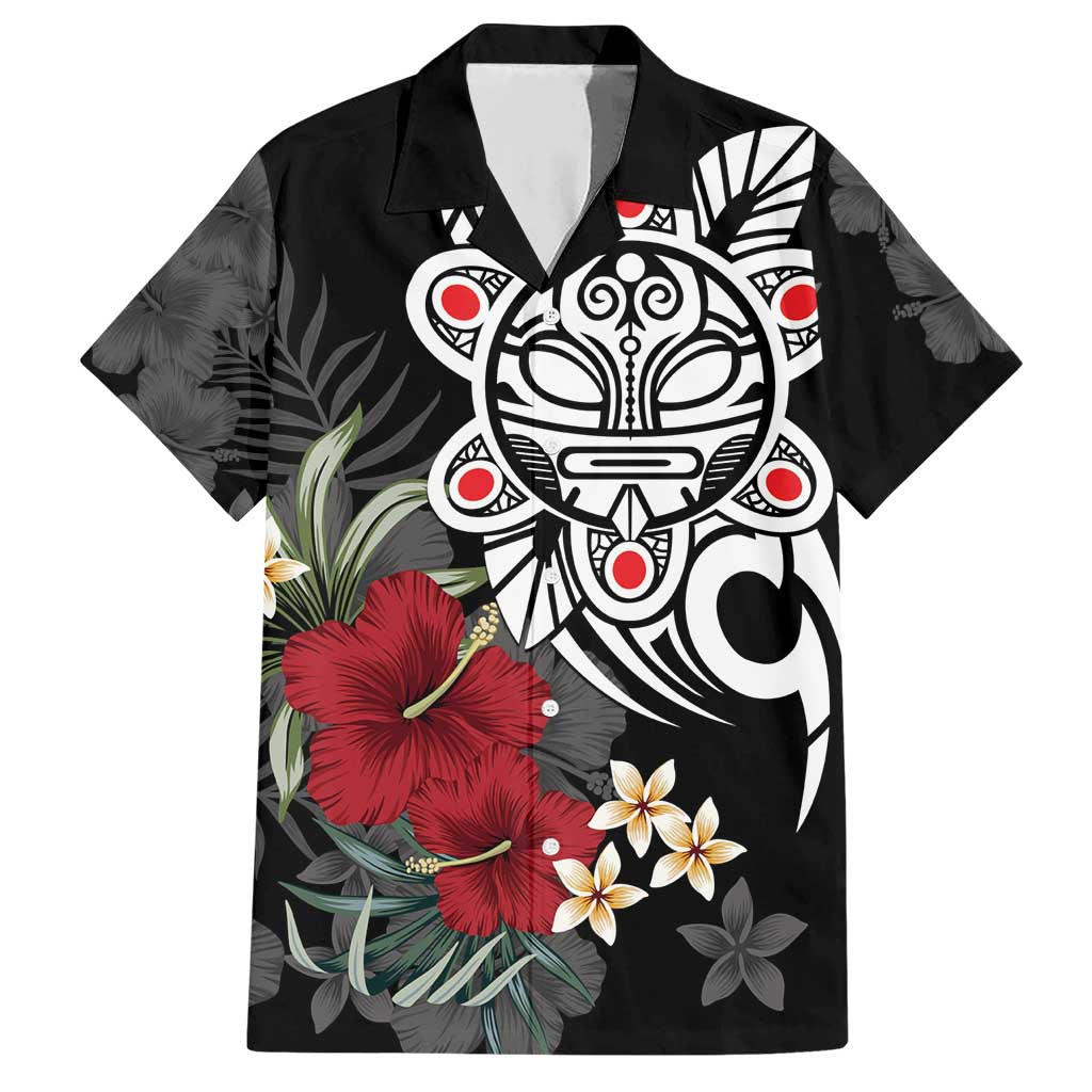 Taino Sun Tribal Family Matching Short Sleeve Bodycon Dress and Hawaiian Shirt Tropical Hibiscus - Wonder Print Shop