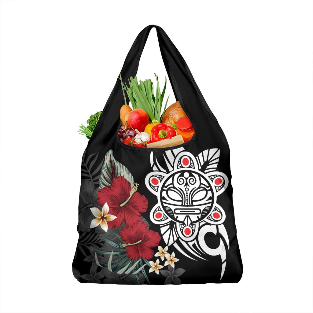 Taino Sun Tribal Grocery Bag Tropical Hibiscus