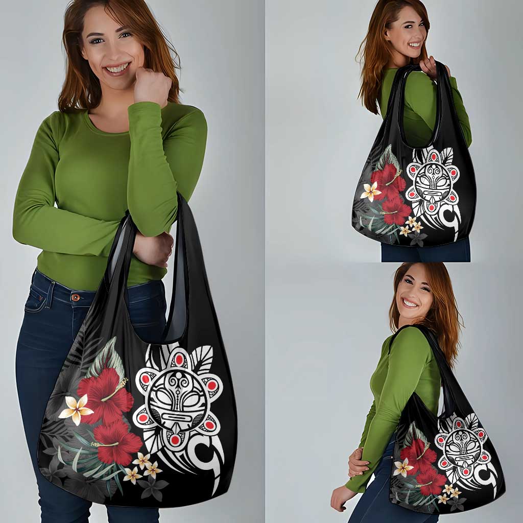 Taino Sun Tribal Grocery Bag Tropical Hibiscus
