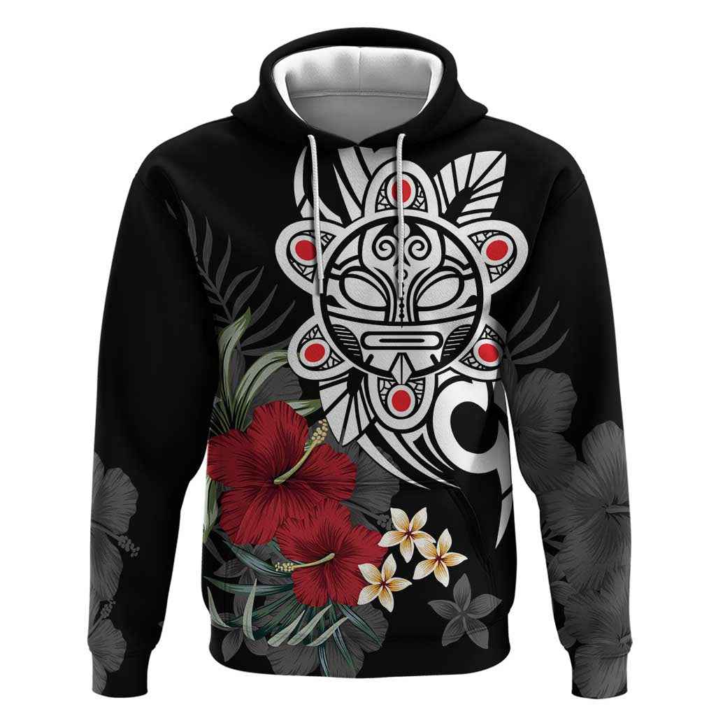 Taino Sun Tribal Hoodie Tropical Hibiscus - Wonder Print Shop