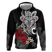 Taino Sun Tribal Hoodie Tropical Hibiscus - Wonder Print Shop