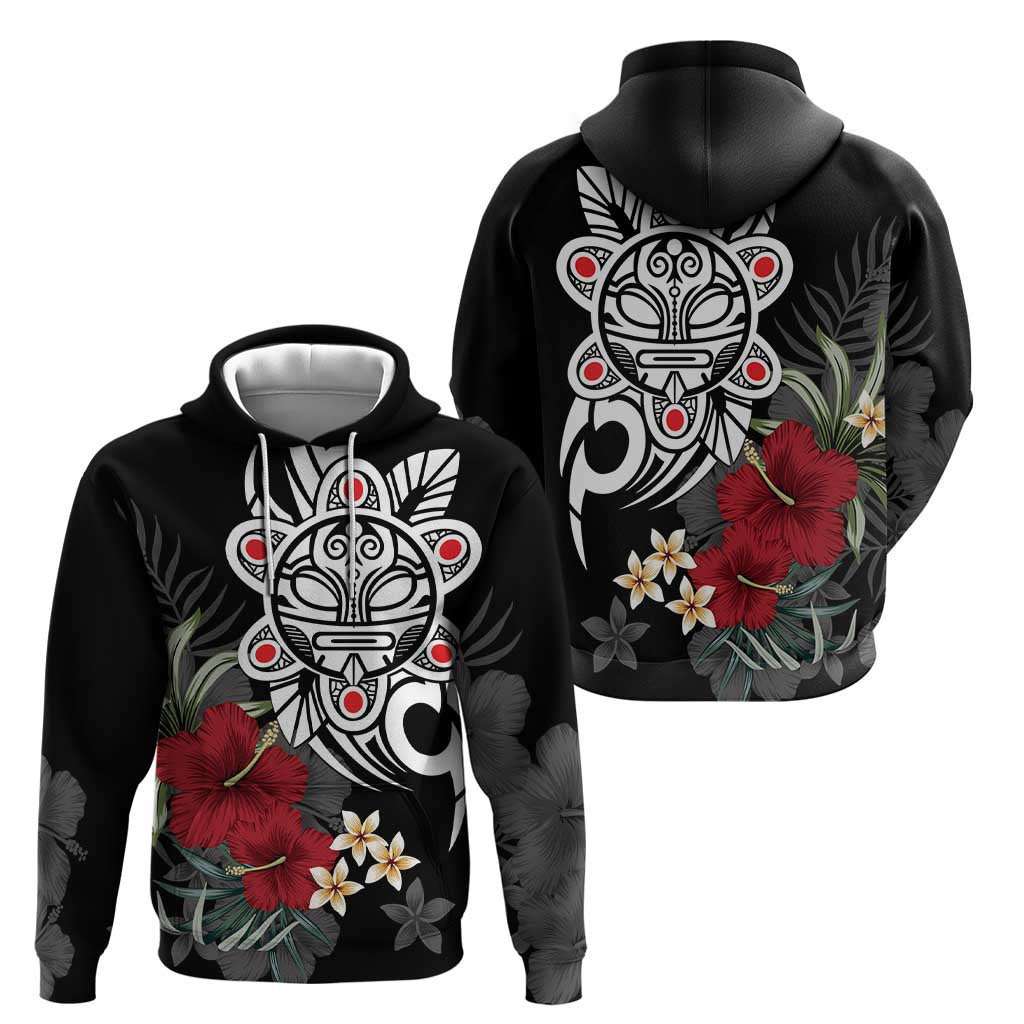 Taino Sun Tribal Hoodie Tropical Hibiscus - Wonder Print Shop