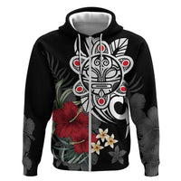Taino Sun Tribal Hoodie Tropical Hibiscus - Wonder Print Shop