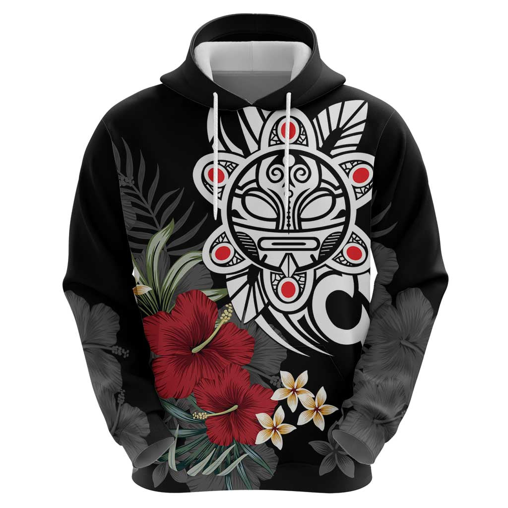 Taino Sun Tribal Hoodie Tropical Hibiscus - Wonder Print Shop
