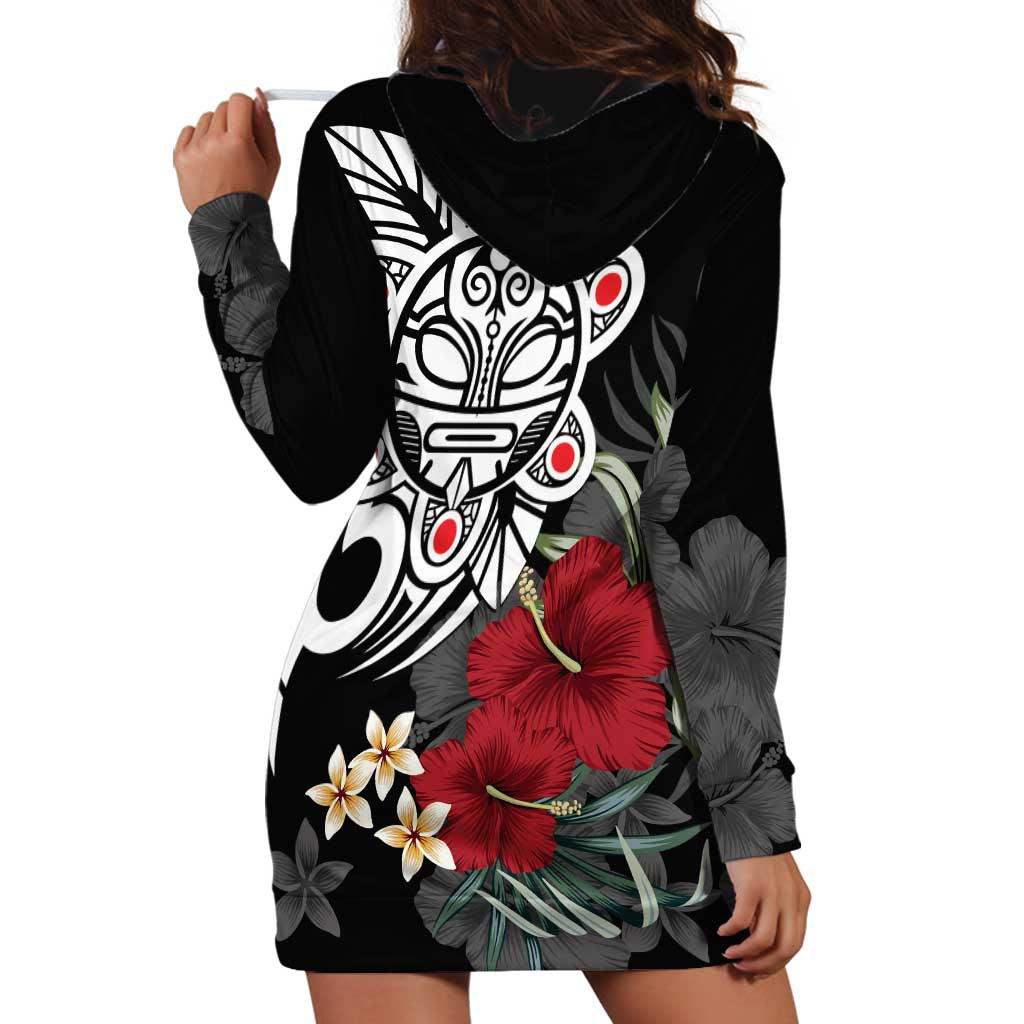 Taino Sun Tribal Hoodie Dress Tropical Hibiscus - Wonder Print Shop