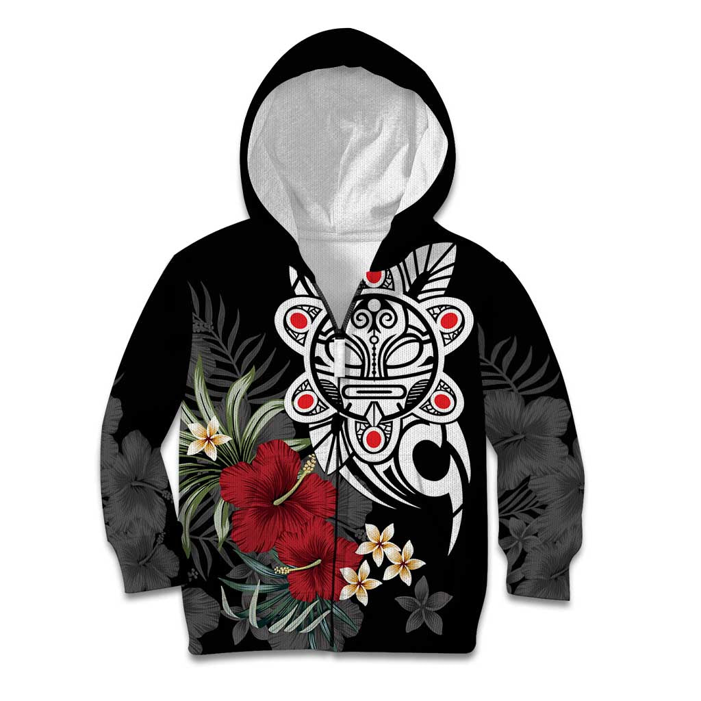 Taino Sun Tribal Kid Hoodie Tropical Hibiscus - Wonder Print Shop