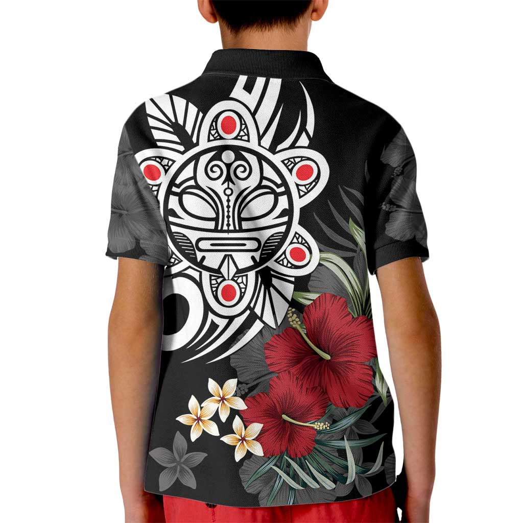 Taino Sun Tribal Kid Polo Shirt Tropical Hibiscus - Wonder Print Shop