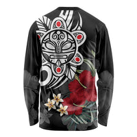 Taino Sun Tribal Long Sleeve Shirt Tropical Hibiscus - Wonder Print Shop