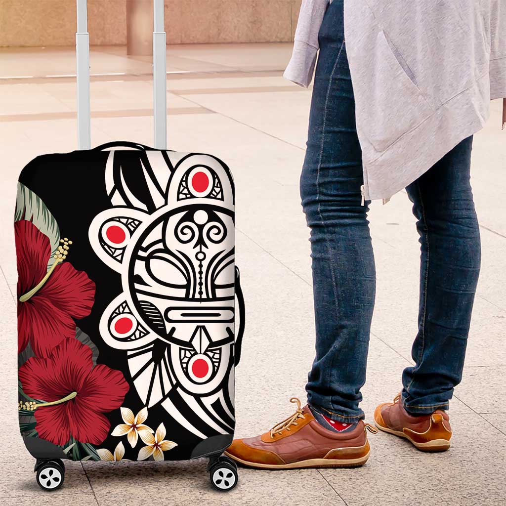 Taino Sun Tribal Luggage Cover Tropical Hibiscus - Wonder Print Shop