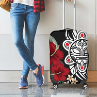 Taino Sun Tribal Luggage Cover Tropical Hibiscus - Wonder Print Shop
