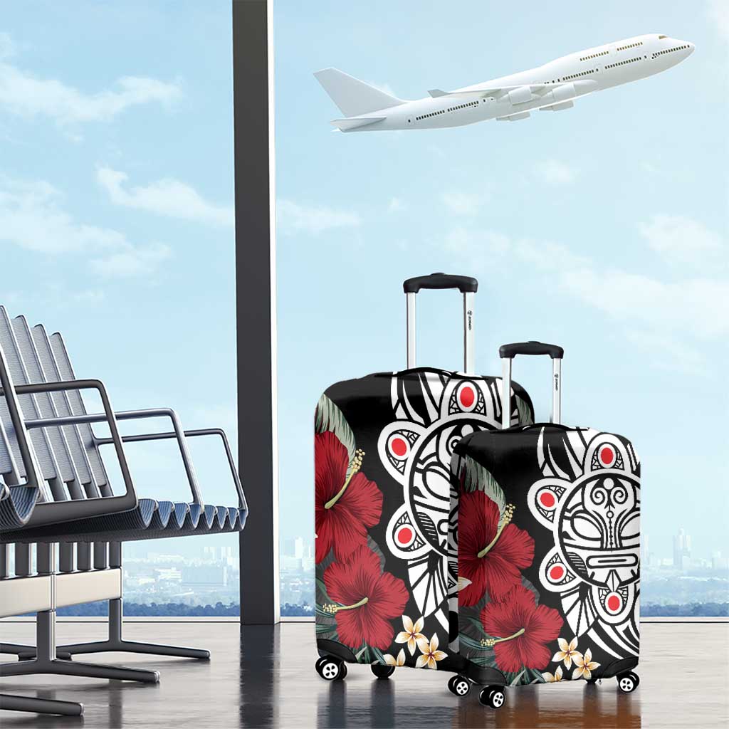 Taino Sun Tribal Luggage Cover Tropical Hibiscus - Wonder Print Shop