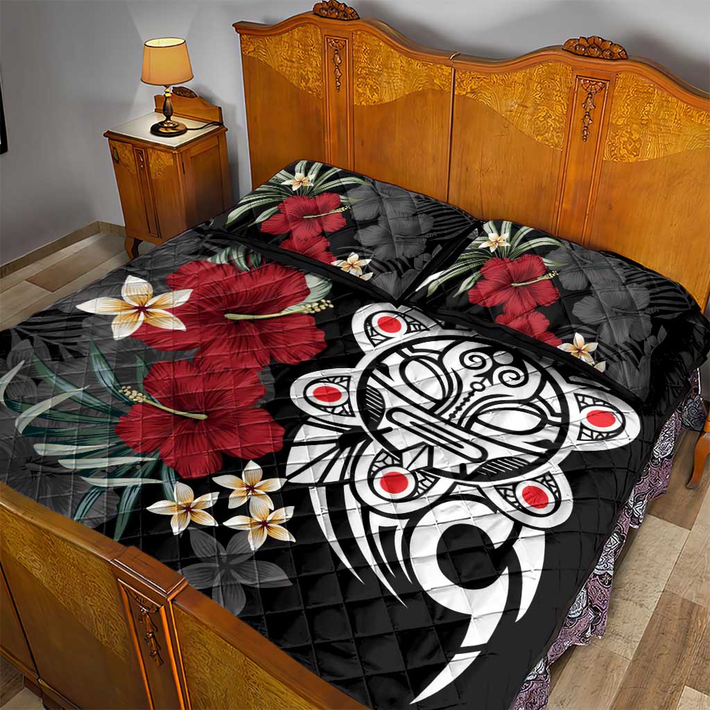 Taino Sun Tribal Quilt Bed Set Tropical Hibiscus - Wonder Print Shop