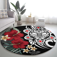 Taino Sun Tribal Round Carpet Tropical Hibiscus