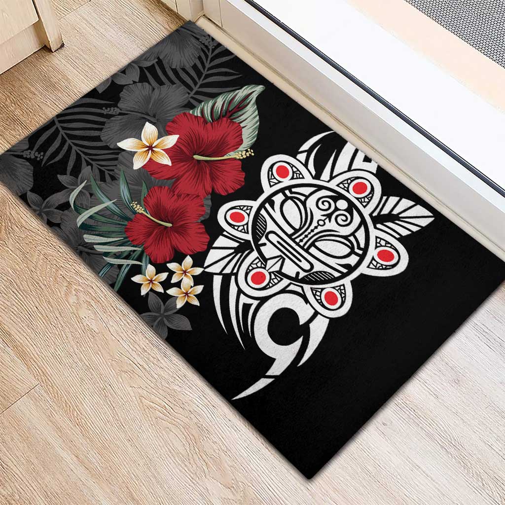 Taino Sun Tribal Rubber Doormat Tropical Hibiscus - Wonder Print Shop