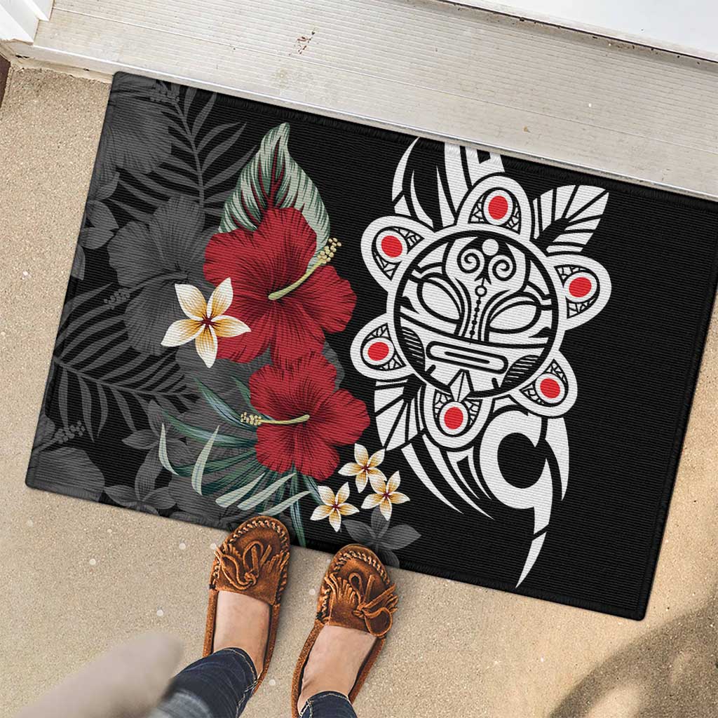 Taino Sun Tribal Rubber Doormat Tropical Hibiscus - Wonder Print Shop
