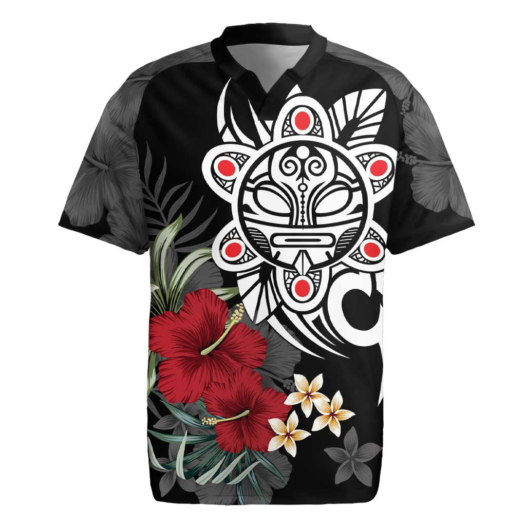 Taino Sun Tribal Rugby Jersey Tropical Hibiscus - Wonder Print Shop
