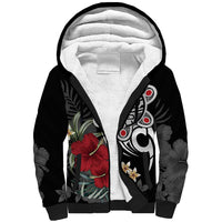 Taino Sun Tribal Sherpa Hoodie Tropical Hibiscus - Wonder Print Shop