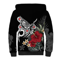 Taino Sun Tribal Sherpa Hoodie Tropical Hibiscus - Wonder Print Shop