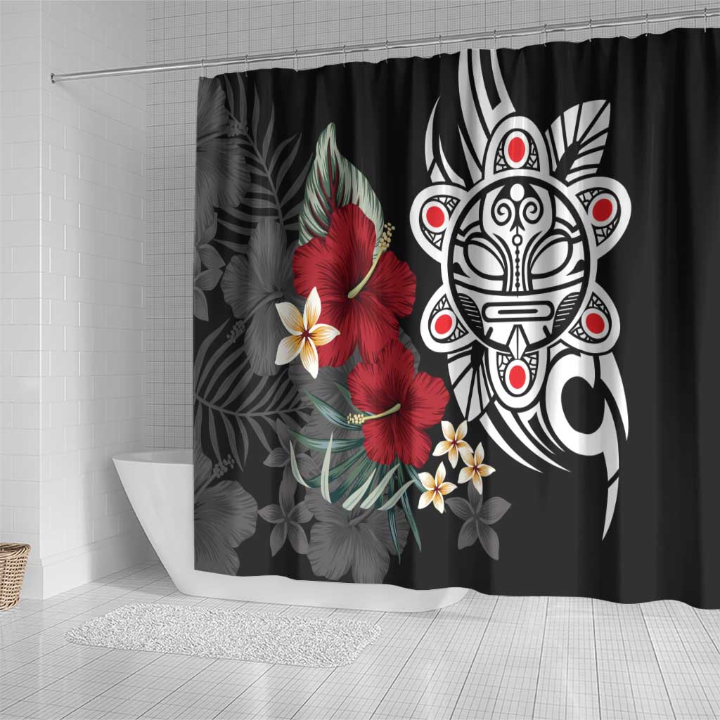 Taino Sun Tribal Shower Curtain Tropical Hibiscus