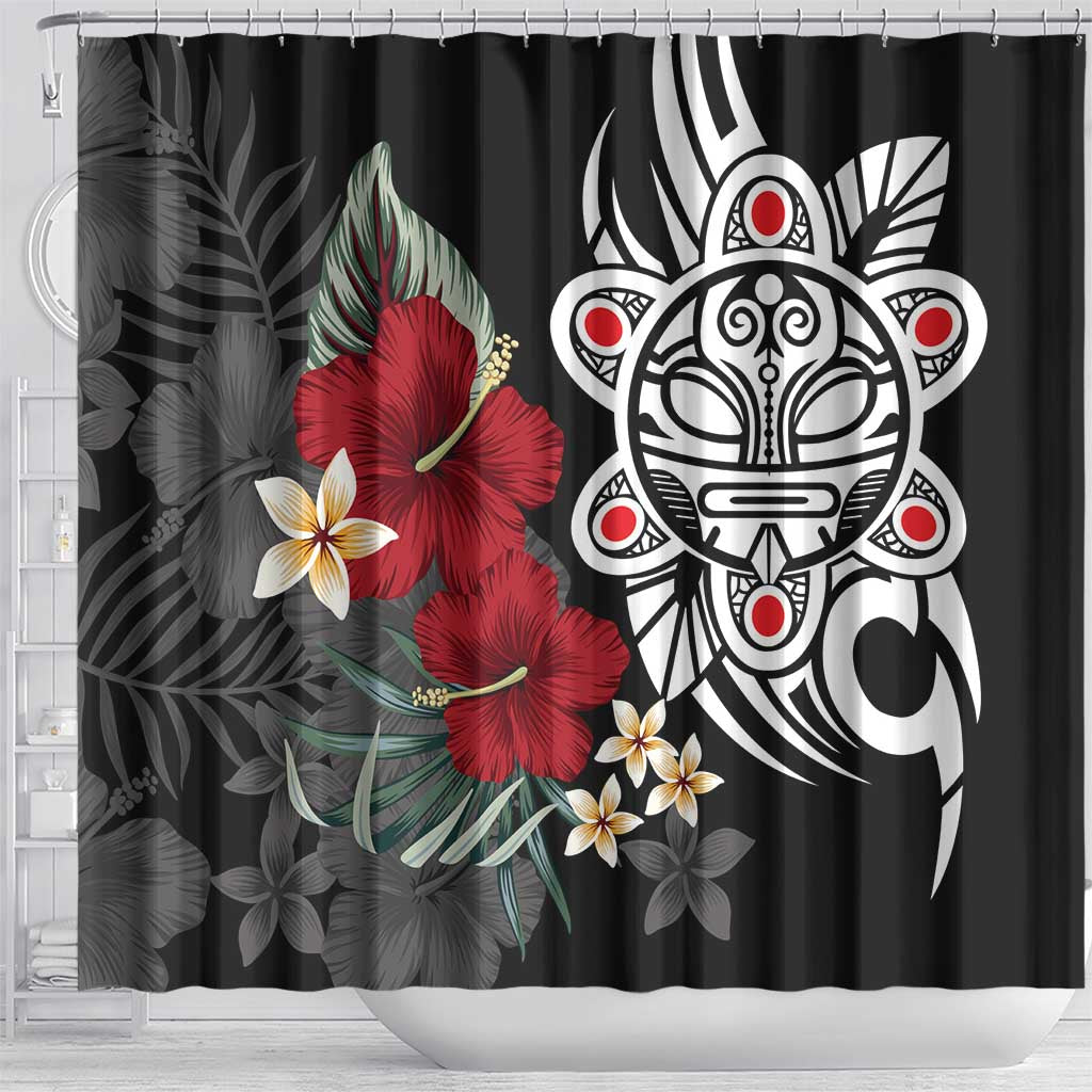 Taino Sun Tribal Shower Curtain Tropical Hibiscus