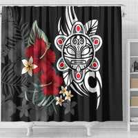 Taino Sun Tribal Shower Curtain Tropical Hibiscus