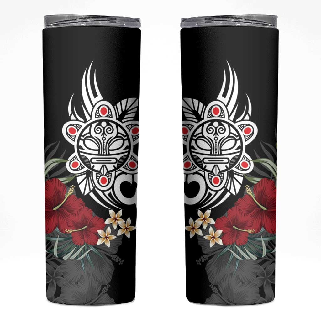 Taino Sun Tribal Skinny Tumbler Tropical Hibiscus - Wonder Print Shop