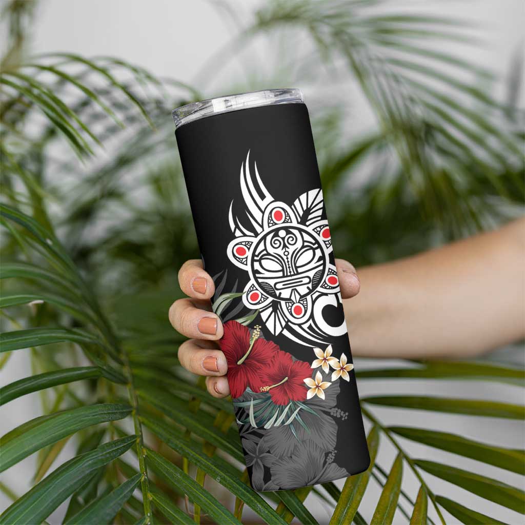 Taino Sun Tribal Skinny Tumbler Tropical Hibiscus - Wonder Print Shop