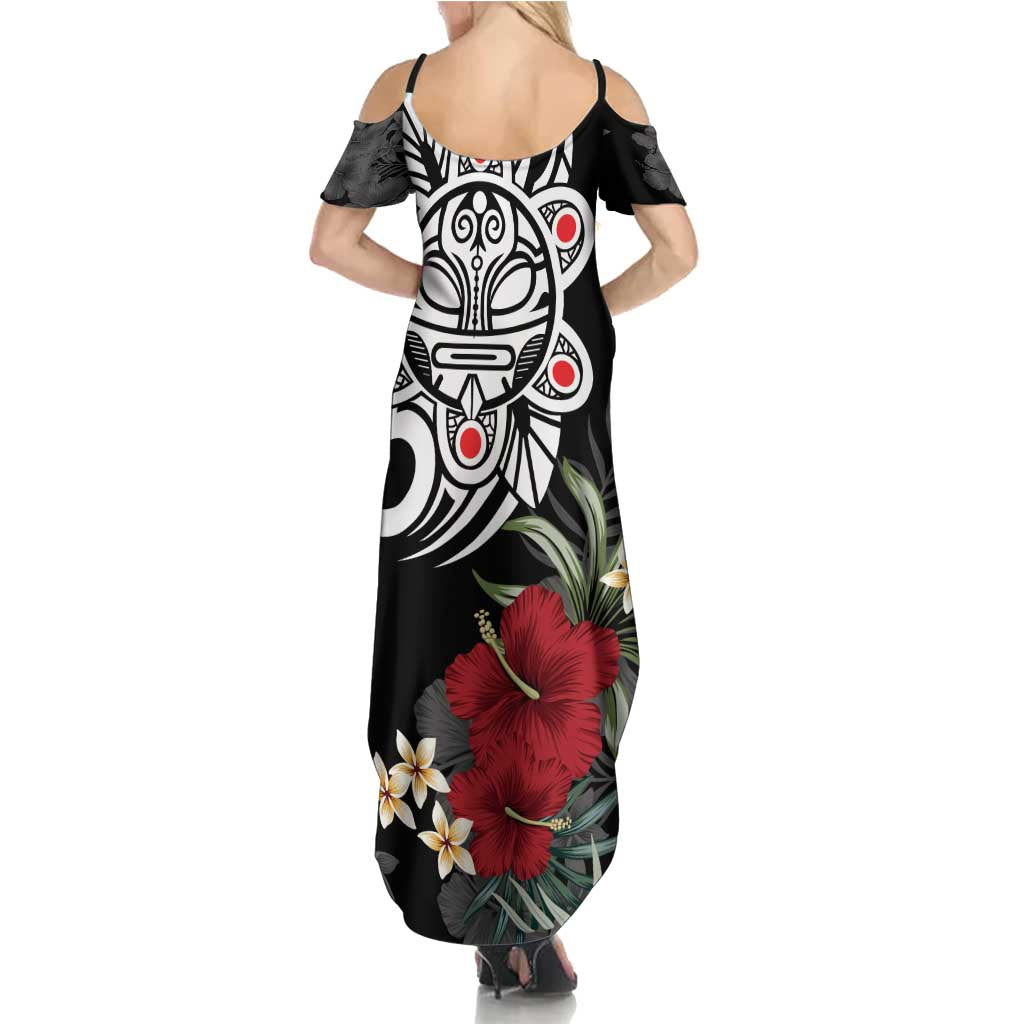 Taino Sun Tribal Summer Maxi Dress Tropical Hibiscus - Wonder Print Shop