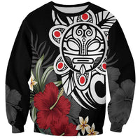 Taino Sun Tribal Sweatshirt Tropical Hibiscus - Wonder Print Shop