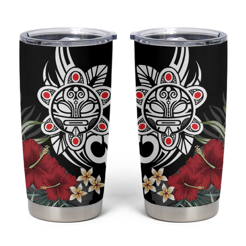 Taino Sun Tribal Tumbler Cup Tropical Hibiscus - Wonder Print Shop