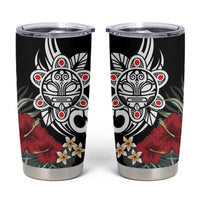 Taino Sun Tribal Tumbler Cup Tropical Hibiscus - Wonder Print Shop