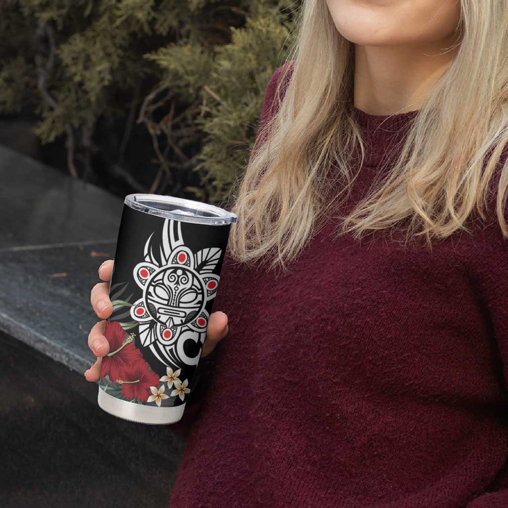 Taino Sun Tribal Tumbler Cup Tropical Hibiscus - Wonder Print Shop
