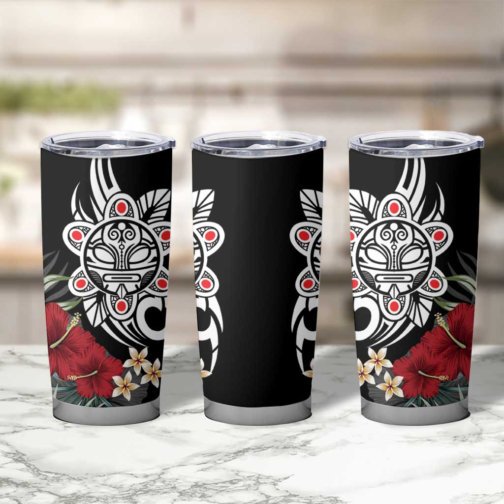 Taino Sun Tribal Tumbler Cup Tropical Hibiscus - Wonder Print Shop