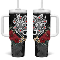 Taino Sun Tribal Tumbler With Handle Tropical Hibiscus - Wonder Print Shop