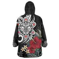 Taino Sun Tribal Wearable Blanket Hoodie Tropical Hibiscus - Wonder Print Shop