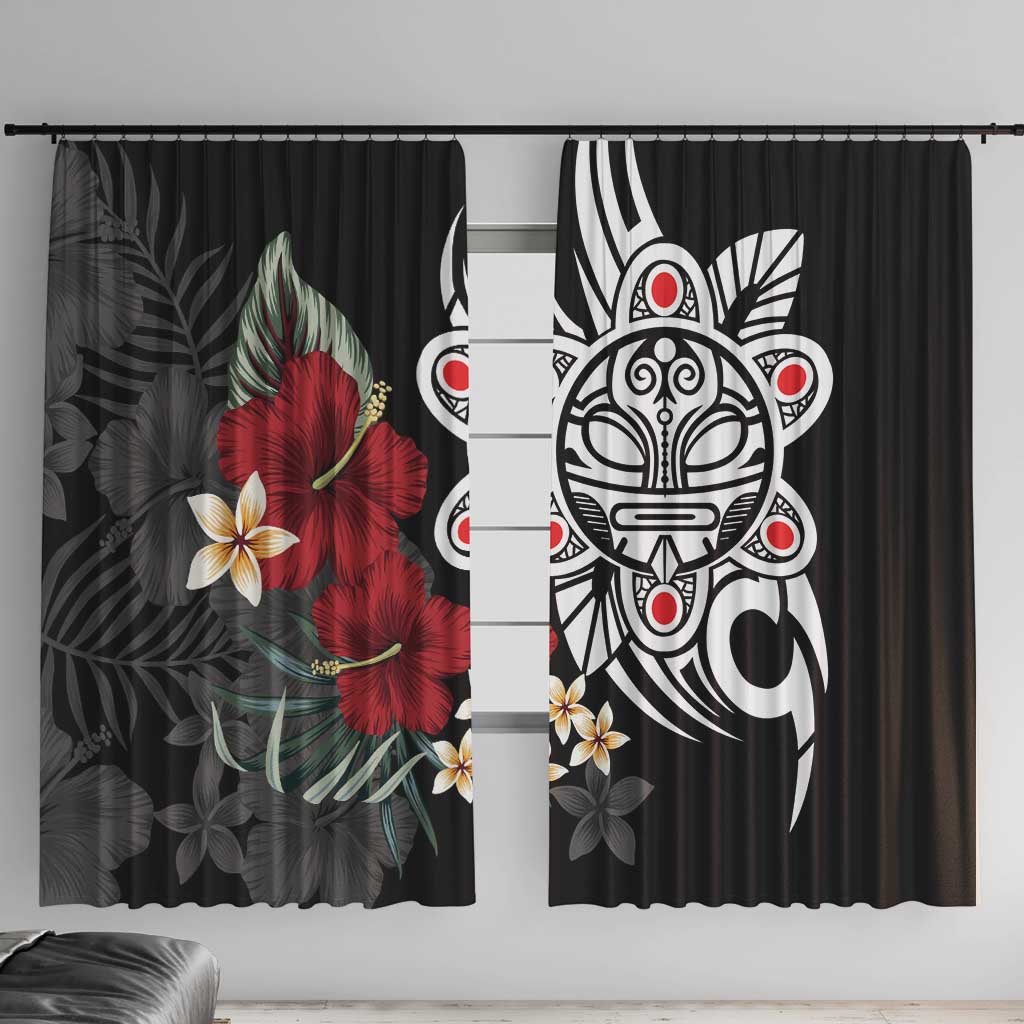 Taino Sun Tribal Window Curtain Tropical Hibiscus - Wonder Print Shop