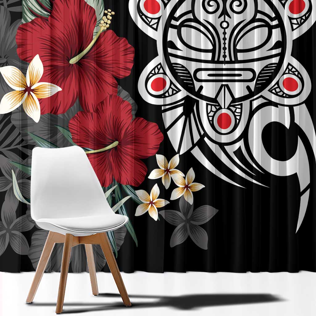 Taino Sun Tribal Window Curtain Tropical Hibiscus - Wonder Print Shop