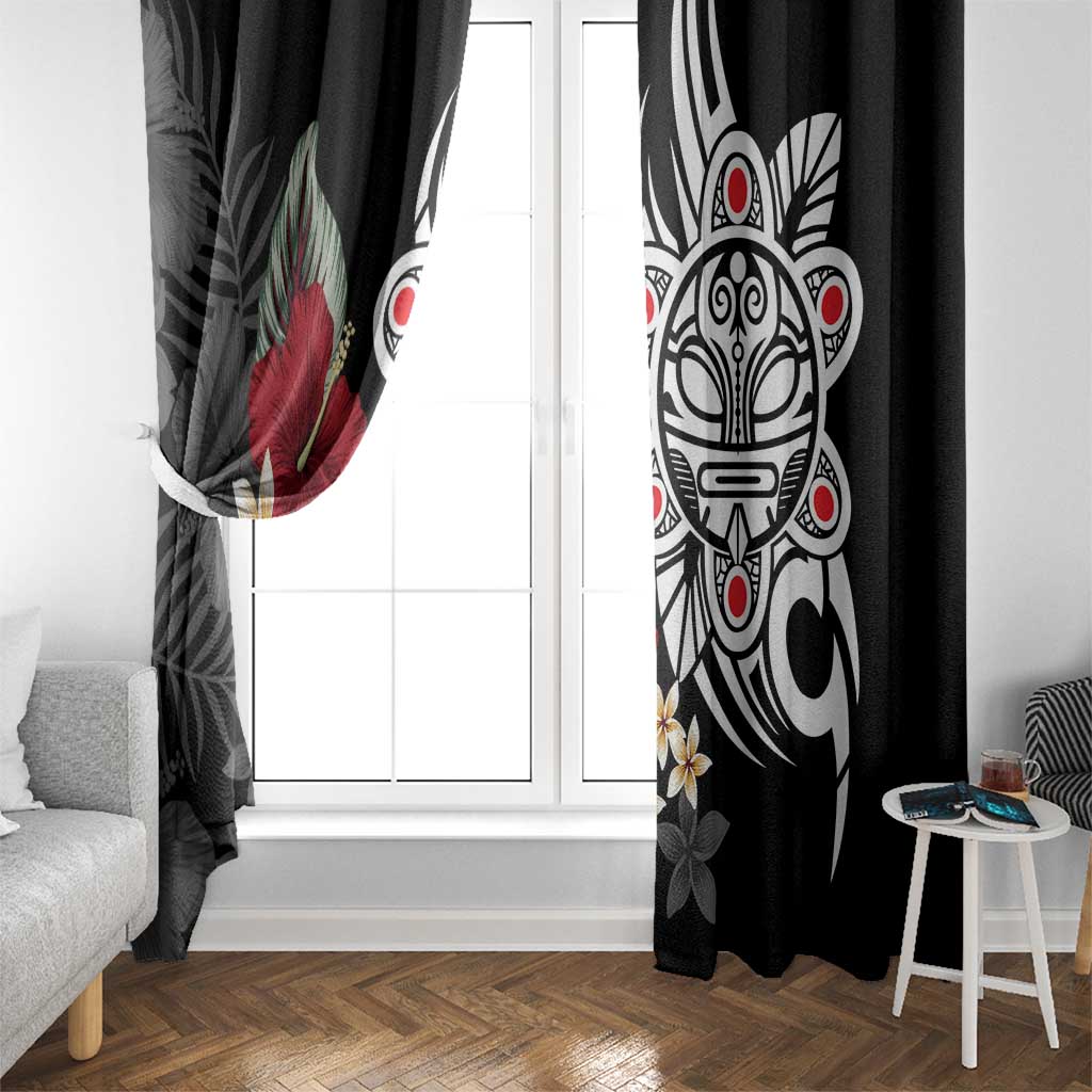 Taino Sun Tribal Window Curtain Tropical Hibiscus - Wonder Print Shop
